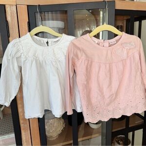 Zara Kids bundle long sleeve top blouse bow eyelet toddler babygirl blush floral